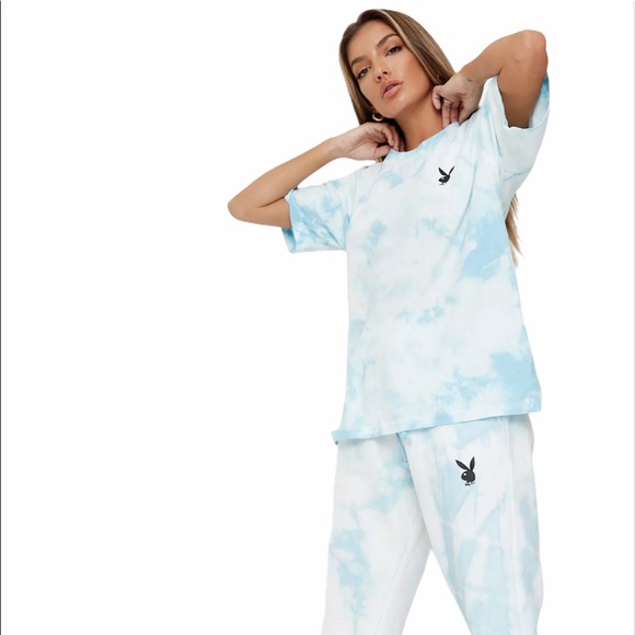Playboy Blue Tie Dye Oversized T-Shirt - Picture 2 of 6